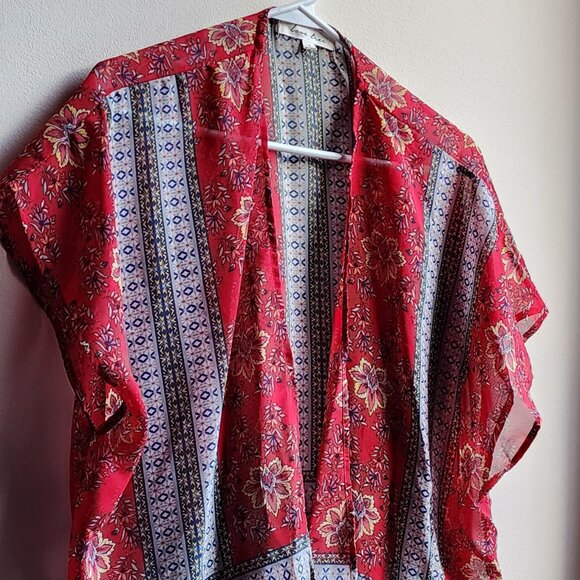 Love Tree Sheer Red Bohemian Style Open Blouse Size Small - Picture 2 of 15